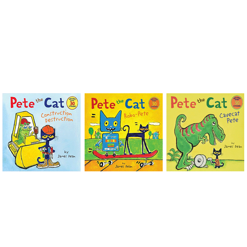 Pete the Cat皮特猫系列3本平装套装James Dean经典英文原版绘本 4-8岁宝宝学习英语入门启蒙 英文原版绘本正版图书 吴敏兰推荐