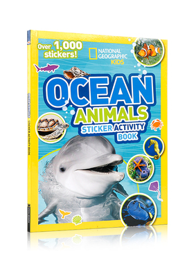 美国国家地理 Ocean Animals Sticker Activity Book 英文原版绘本海洋动物认知科普贴纸书百科互动启蒙图画活动书亲子6-9岁