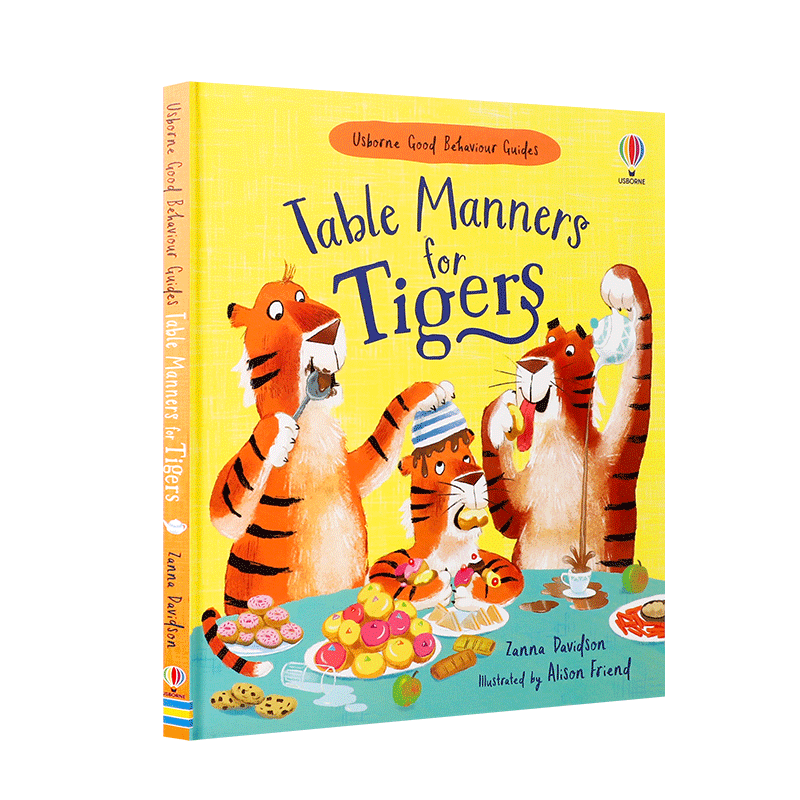 Usborne英文原版Table Manners for Tigers老虎的餐桌礼仪 低幼儿童英语启蒙认知绘本 亲子互动共读早教书 宝宝社交好习惯养成