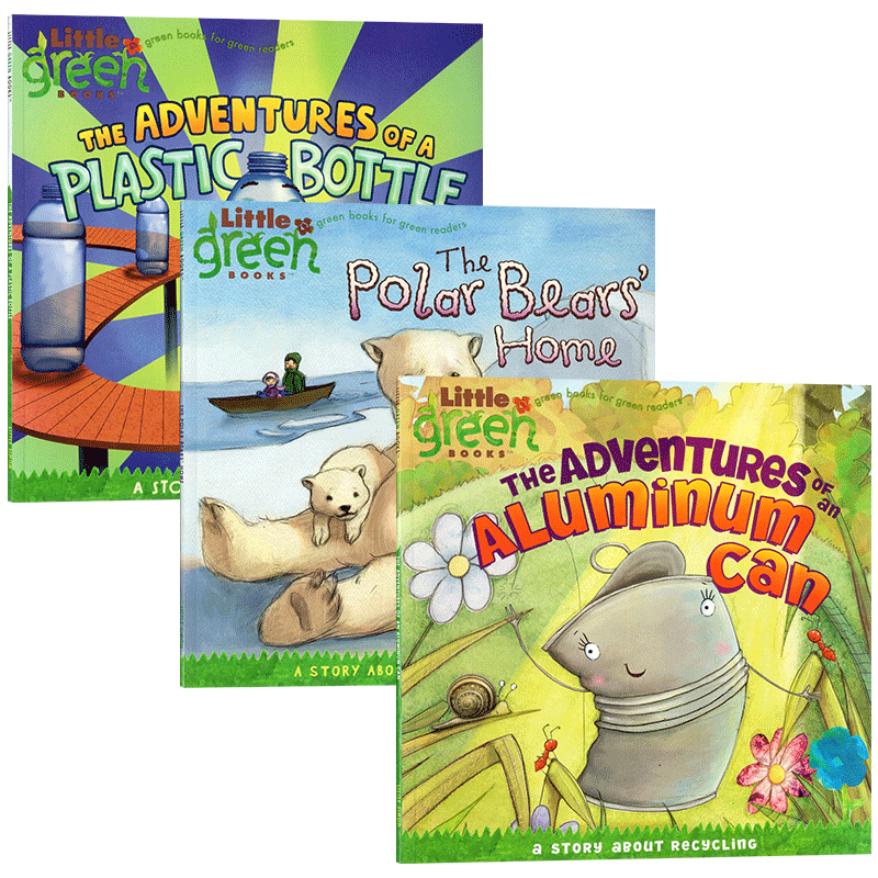 英文原版 Little Green Books 3 关于回收再利用的故事 系列3本 Little Simon出版 4-8岁儿童宝宝环保意识启蒙绘本平装