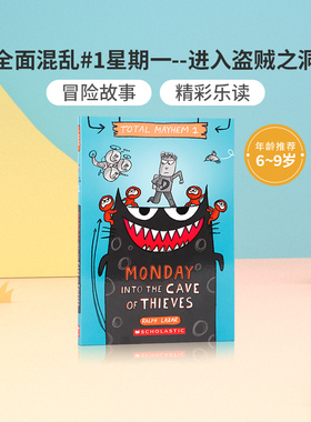 进口英文原版全面混乱Total Mayhem #1 Monday - Into the Cave of Thieves星期一--进入盗贼之洞儿童英语阅读桥梁章节漫画书