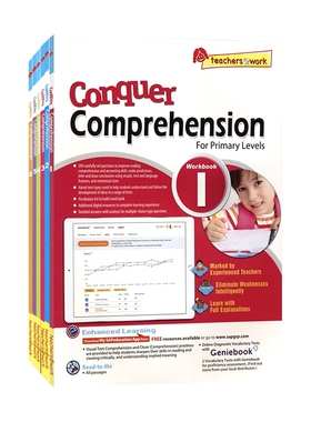 英文原版SAP Conquer Comprehension Workbook1-6年级攻克系列阅读理解 英语阅读理解新加坡小学练习册 文章体裁多元 教辅教材