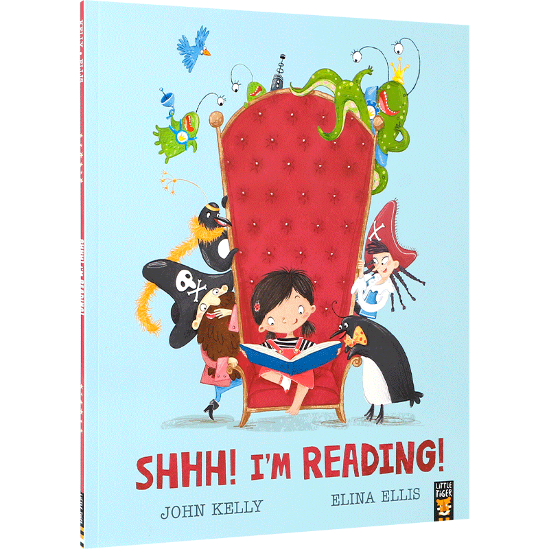 英文原版 Shhh! I'm Reading! 嘘！我在看书！儿童幽默故事绘本 4-8岁宝宝儿童趣味益智幽默搞笑图画书 Tiger Tales平装