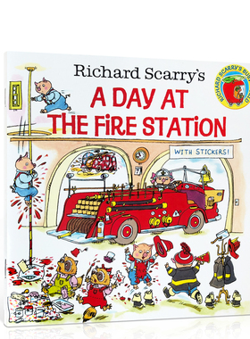 英文原版绘本Richard Scarry's a Day at the Fire Station消防站的一天儿童启蒙阅读训练英语辅导提升阅读能力图画故事书正版
