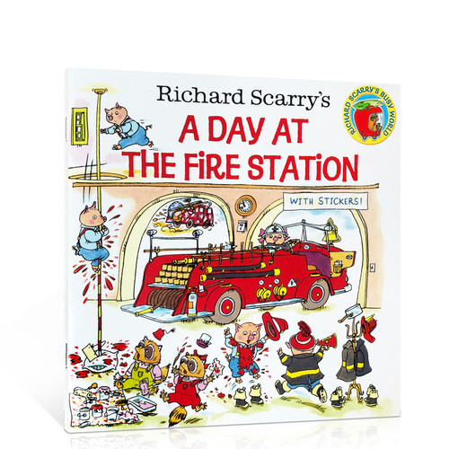 英文原版绘本Richard Scarry's a Day at the Fire Station消防站的一天儿童启蒙阅读训练英语辅导提升阅读能力图画故事书正版