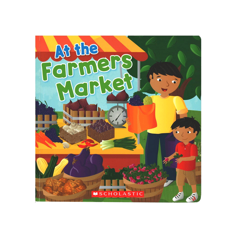 英文原版 At the Farmers Market 热闹的集市 带宝宝见识新鲜的四季食物 2-6岁儿童宝宝启蒙益智单词认知纸板书绘本