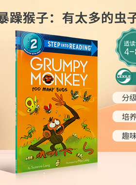 英文原版绘本兰登分级阅读二级Step into Reading Grumpy Monkey Too Many Bugs 暴躁猴子：有太多的虫子趣味故事 平装4-8岁