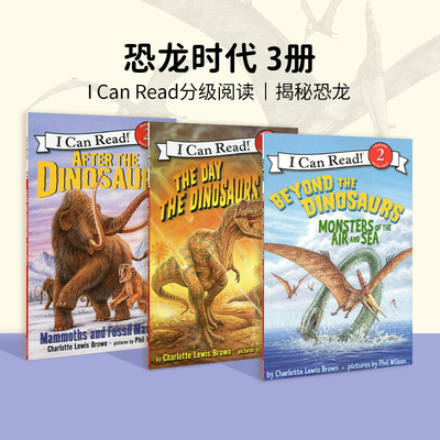 原版英文绘本 Dinosaurs 恐龙时代 3册 I Can Read level 2级第二阶段分级阅读 动态插图 恐龙知识趣味科普  510L-650L  5-12岁