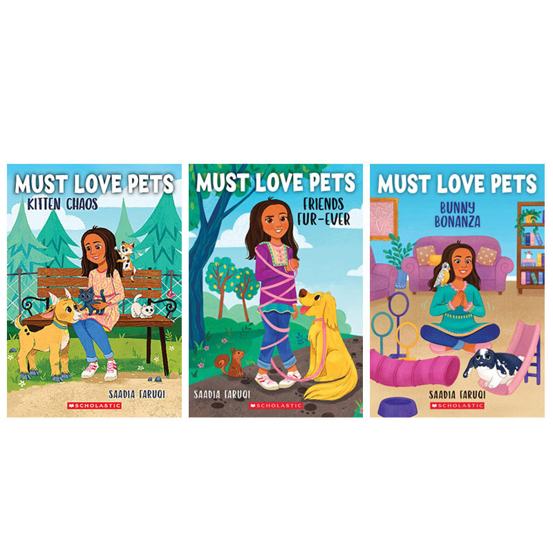 英文原版 Must Love Pets #1-3 必爱宠物 系列3本 动物主题故事小说 青少年儿童课外阅读进阶读物 Scholastic出版