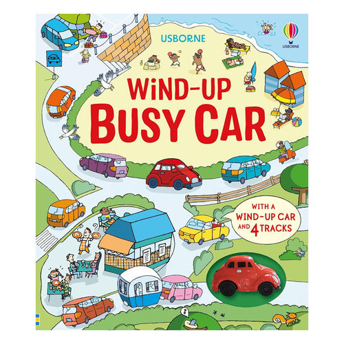 预售英文原版 Wind-Up Busy Car 繁忙的小汽车轨道书 Usborne轨道书 亲子互动 益智读物 玩具轨道 纸板书 玩具书4-8岁