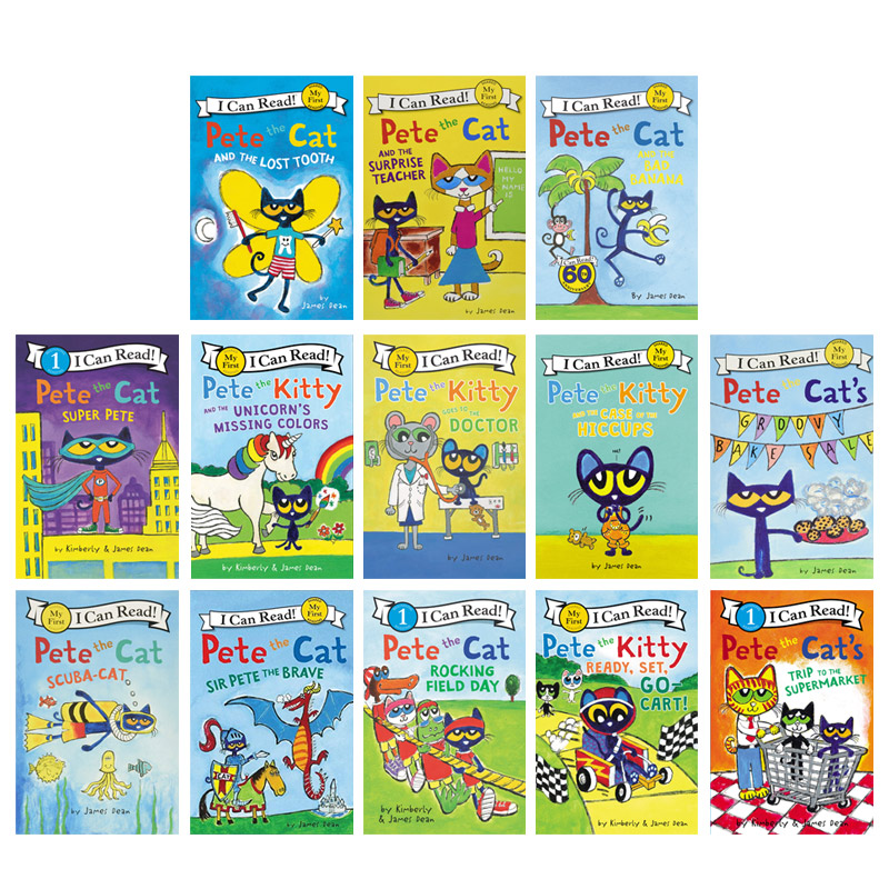 进口皮特猫13册英文原版my first I Can Read Pete the Cat分级读物启蒙 Pete at the Beach 17 harper collins科林斯出版课外阅读