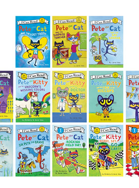 进口皮特猫13册英文原版my first I Can Read Pete the Cat分级读物启蒙 Pete at the Beach 17 harper collins科林斯出版课外阅读