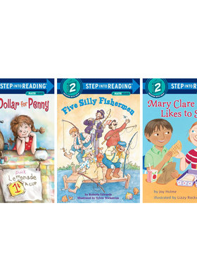 英文原版Step into Reading 2系列3本Five Silly Fishermen/A Dollar for Penny 儿童英语早教启蒙分级阅读读物 Random House出版