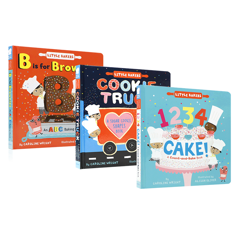 英文原版小面包师 系列3本Little Bakers 1234 Cake!: A Count-and-Bake Book 2-6岁低幼儿童启蒙认知字母/数字/形状/主题纸板绘本