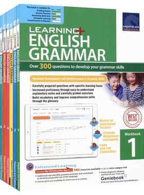 英文原版 SAP Learning English Grammar Workbook 1-6年级新加坡学习系列英语语法练习册  131个必修语法 小学教辅平装