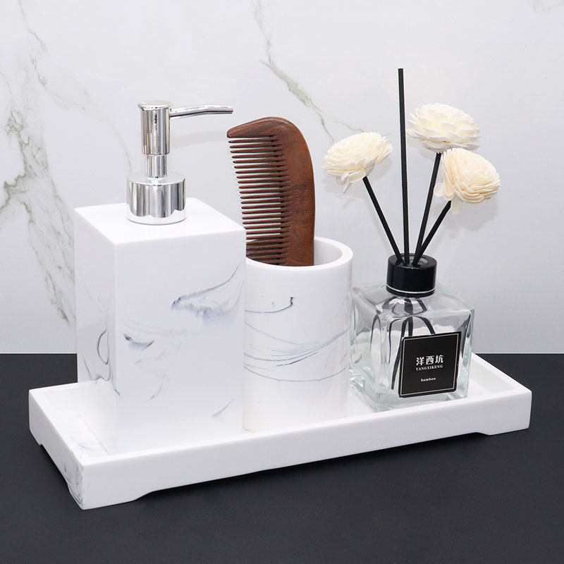 欧式卫浴洗漱用品套件样板房卫生间摆件洗手液瓶香薰托盘套装酒店