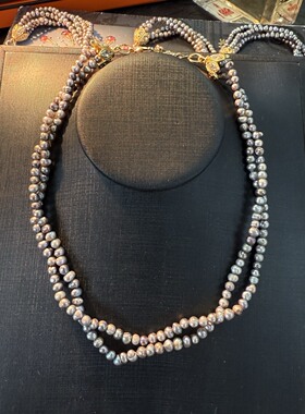 中古vintage 时尚百搭款多层淡水珍珠扭扭链