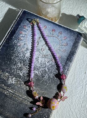 中古天某石琉璃凤眼清新国风项链