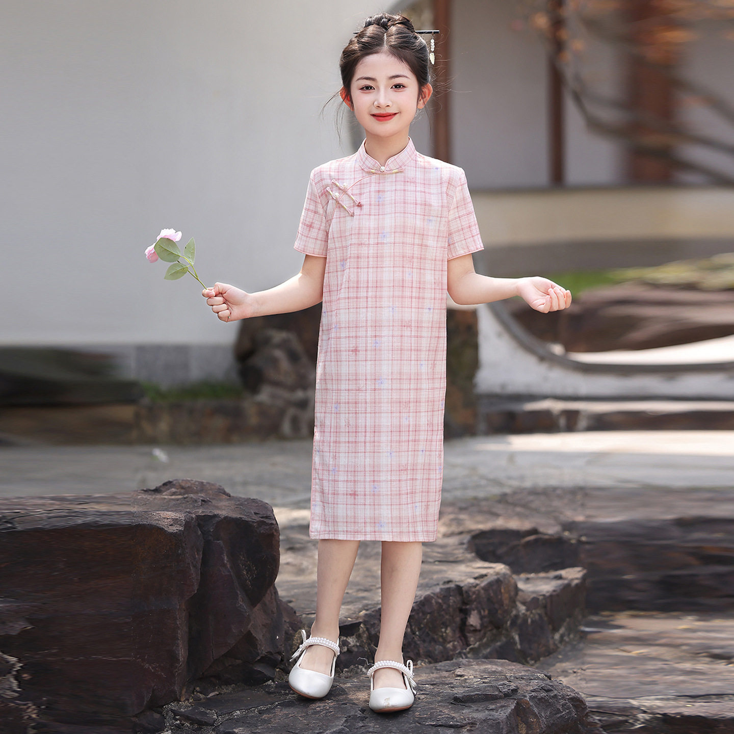 粉色儿童旗袍女童中国风演出服