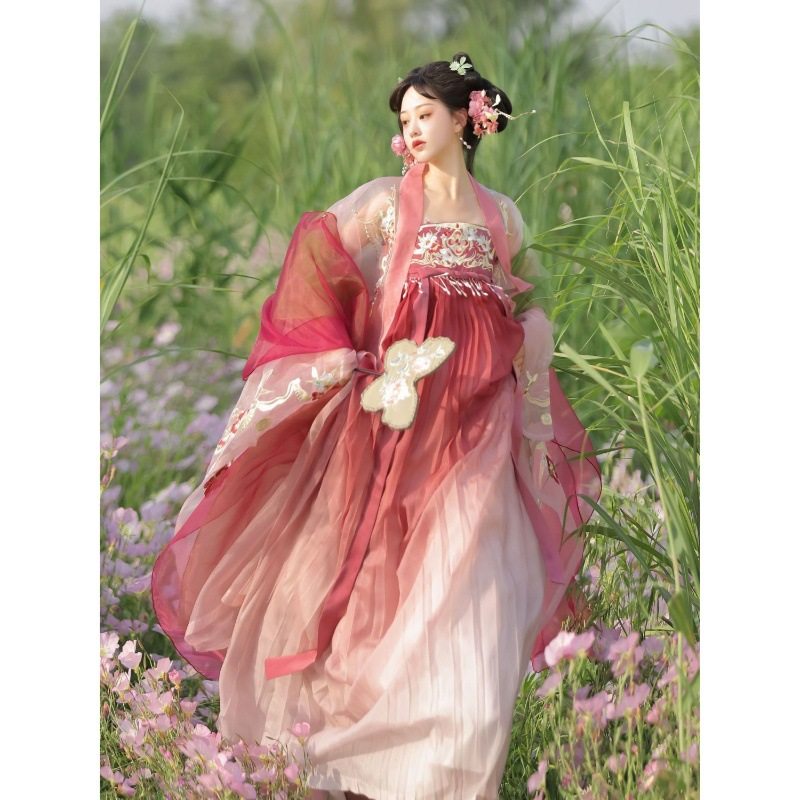 新款原创正版【清禾】重工刺绣齐胸诃子套装唐制汉服女日常仙气款,女装/女士精品,汉服套装,淘宝优惠券,粉丝福利购,淘宝优惠卷