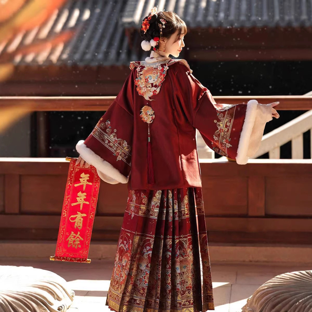 原创明制汉服拜年服成人汉服女红
