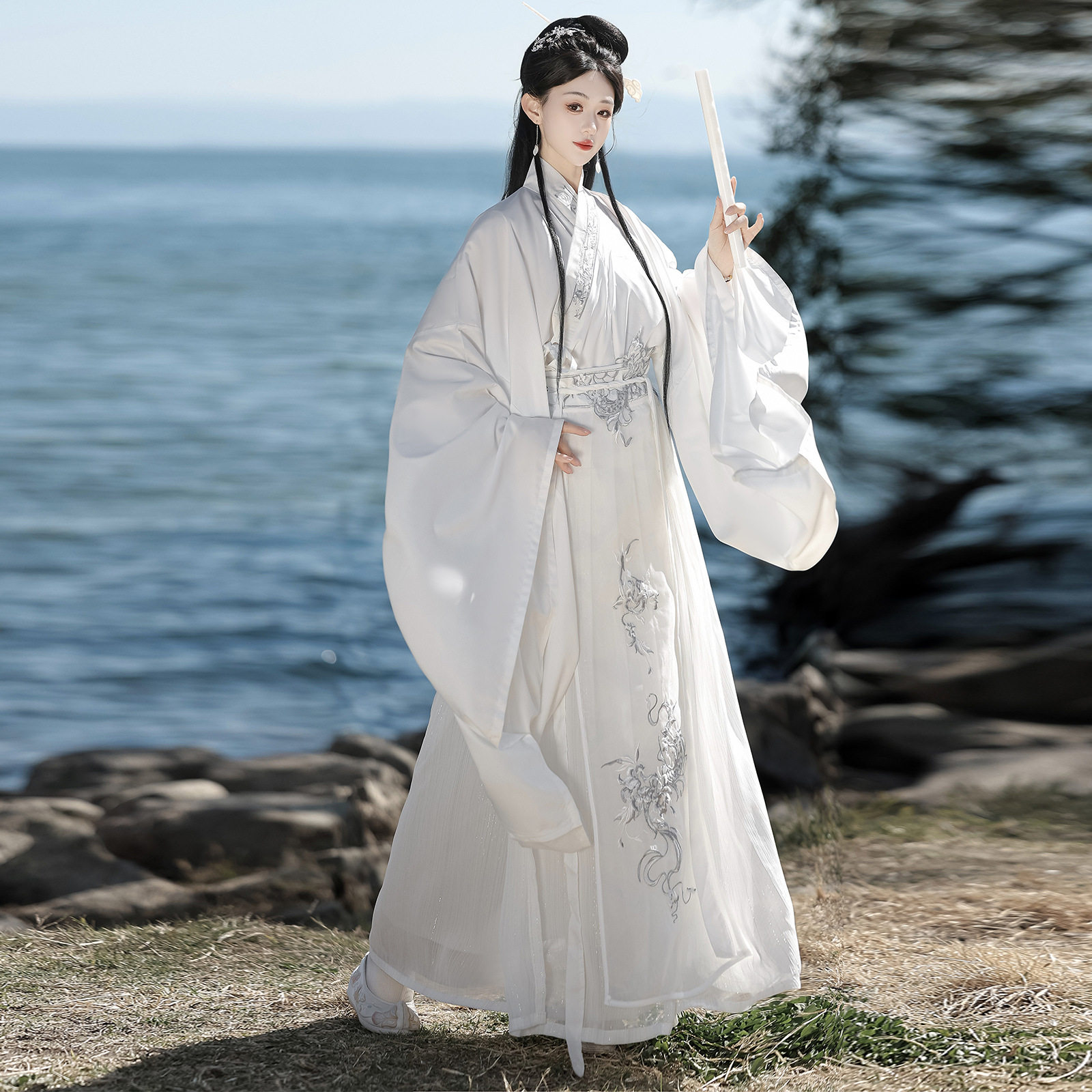 原创男女同款魏晋风武侠汉服重工刺绣交领大袖衫古风侠女公子古装