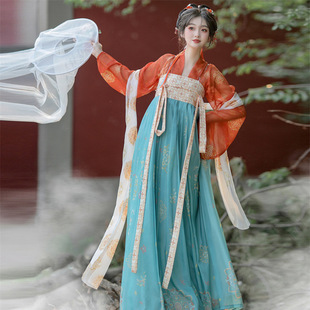 原创 长乐 唐制齐胸襦裙新款汉服女夏季薄款平价仙气日常
