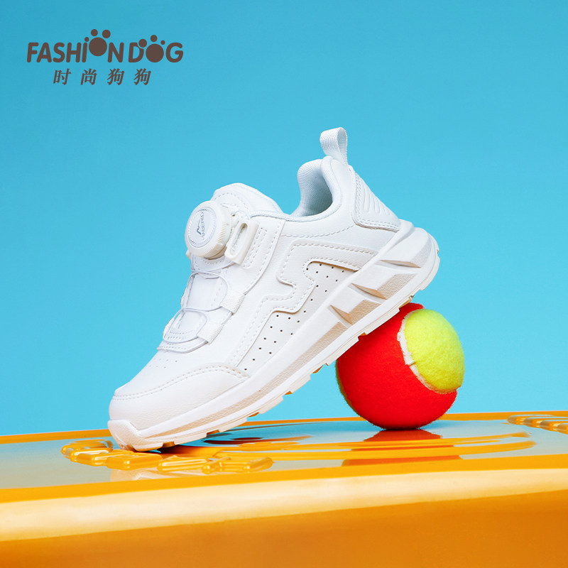 时尚狗狗儿童小白鞋白色运动鞋2025秋冬新款校园休闲鞋男女童鞋子