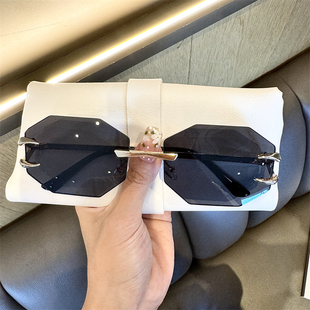 超酷凹造型ins网红恶魔爪镜无框八边形荧光色太阳眼镜时尚墨镜女