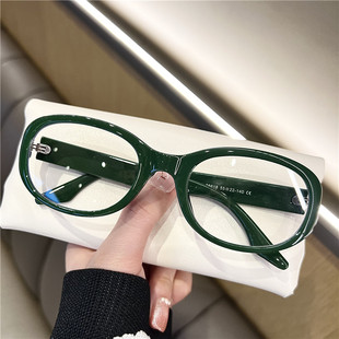 街拍小众韩版椭圆复古镜框防蓝光辐射酷女孩ins网红平光眼镜潮男
