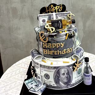 蛋糕装饰糯米纸红钞票美币美刀美钞美金可卷可立冷盘美元装饰摆件