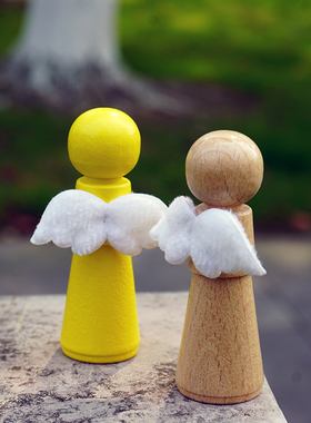 天使守护者angel小物件心理学沙盘人偶排列木偶摆件静态模型木制