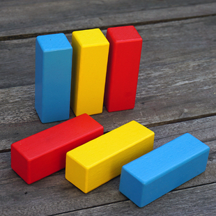 彩色长方体心理小物件方块积木教具立体图形教具沙盘木头模型