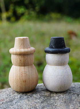 圣诞雪人彩绘木头人木偶榉木DIY创意涂鸦摆件Wooden Peg Dolls