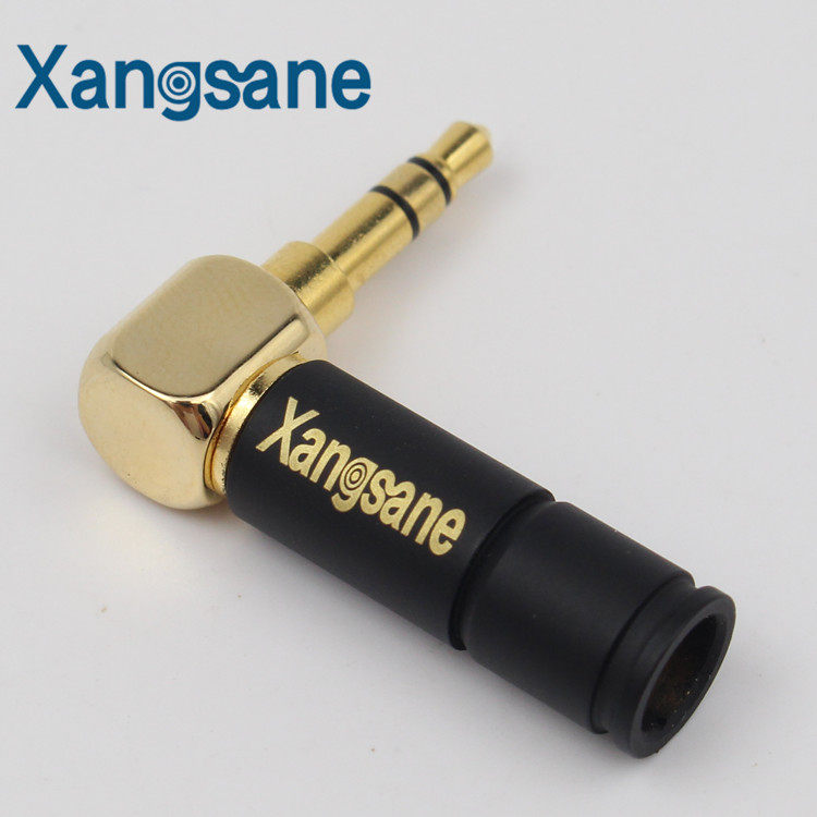 Xangsane 3.5mm耳机插头 立体声焊接头hifi 纯铜镀金3.5弯头 端子