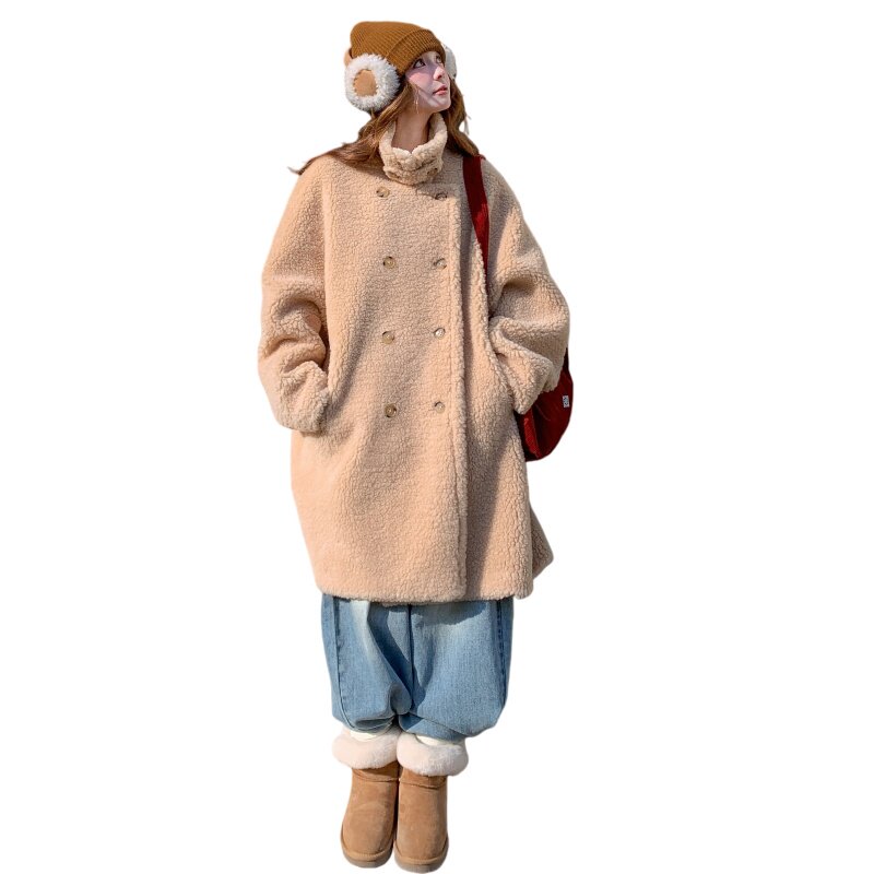 新品俩面穿羊羔毛外套D2605P255K358,女装皮草,2C172