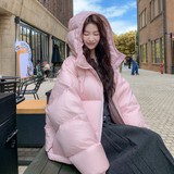 短款白鸭绒面包服外套女2025年冬季新款时尚加厚宽松连帽羽绒服潮，女装羽绒服，2C172
