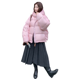 短款白鸭绒面包服外套女2025年冬季新款时尚加厚宽松连帽羽绒服潮图片