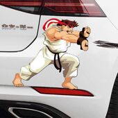 卡通贴纸街霸街机搞笑车贴个性 遮盖划痕贴汽车贴纸80动漫装 饰贴画