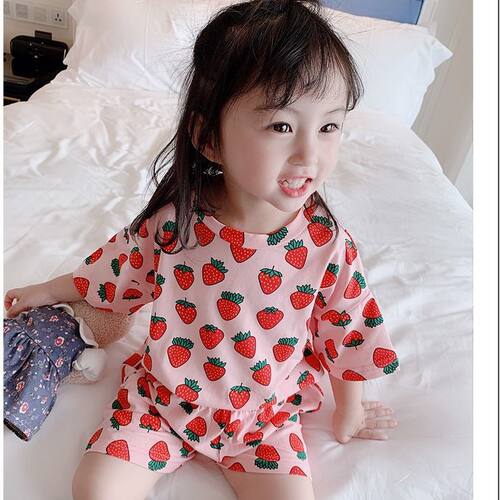 儿童短袖套装纯棉夏季宝宝衣服2岁男童女童短裤童装两件时尚3可爱