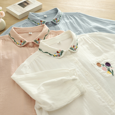 棉纱POLO领粉色单排多扣通勤短袖