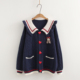 女百搭毛衣外套上衣 学院风海军领大翻领宽松针织开衫 秋冬新款 韩版