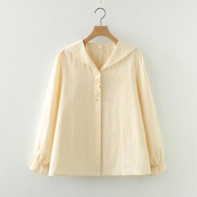 日系少女学院风海军领长袖衬衫秋