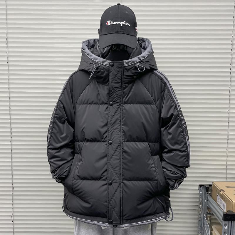 羽绒服男潮牌2025厚冬条纹外