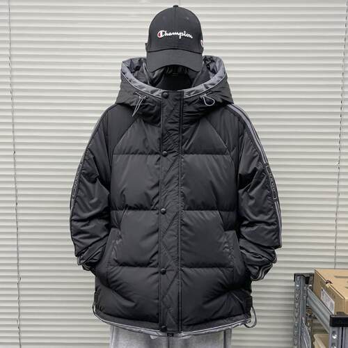 羽绒服男潮牌2025厚冬条纹外