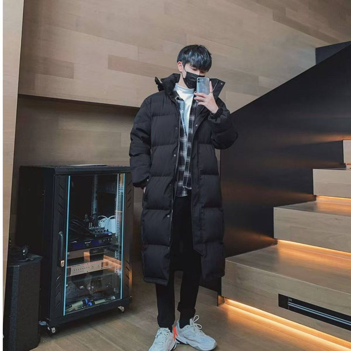 中戏艺考超长款棉服男女同款2025新款韩版加长加厚过膝大码宽松款