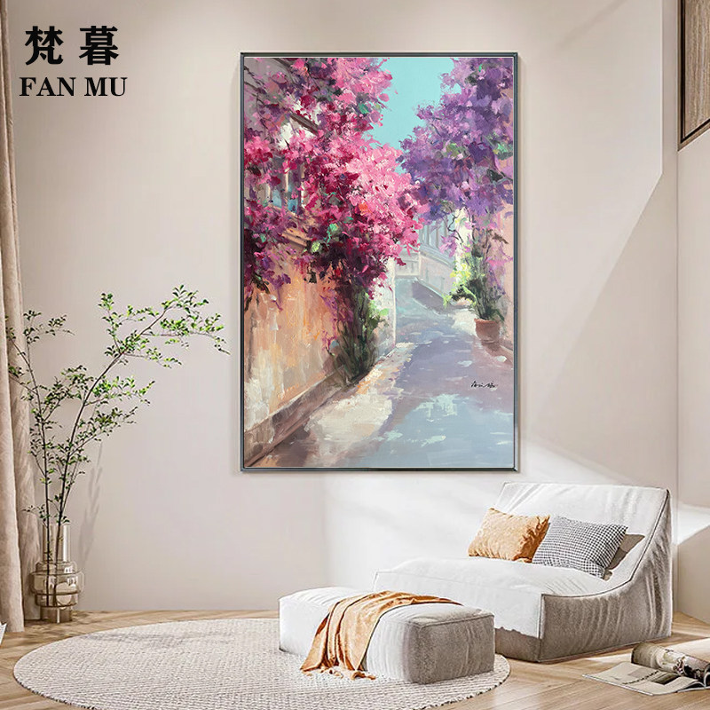 纯手绘油画花卉风景现代简约家居装饰画玄关客厅餐厅背景挂画