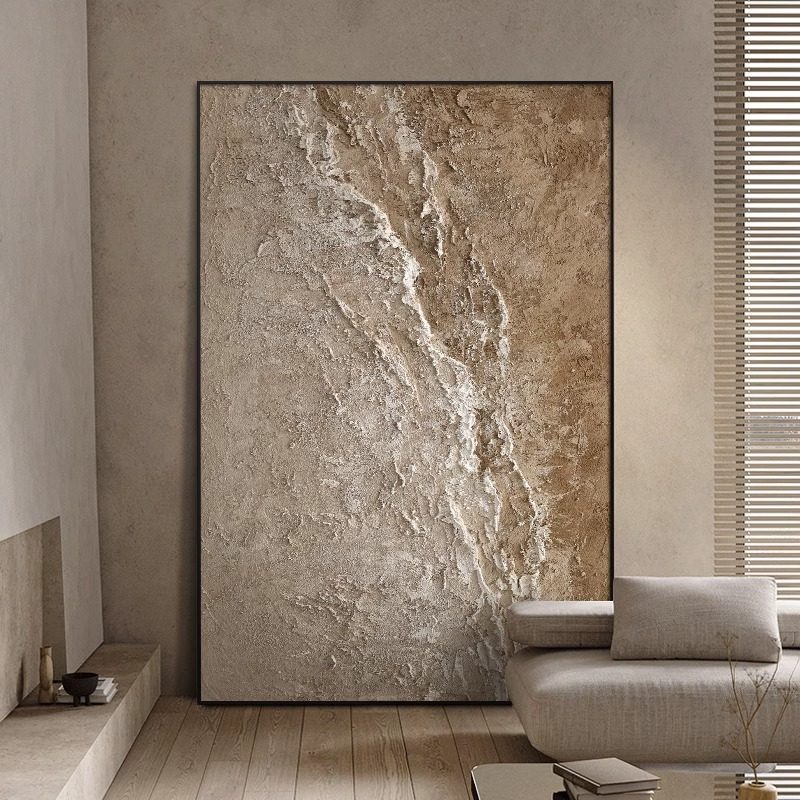 手绘油画侘寂风玄关装饰画客厅沙发背景墙挂画抽象中古风肌理感,家居饰品,油画,淘宝优惠券,粉丝福利购,淘宝优惠卷