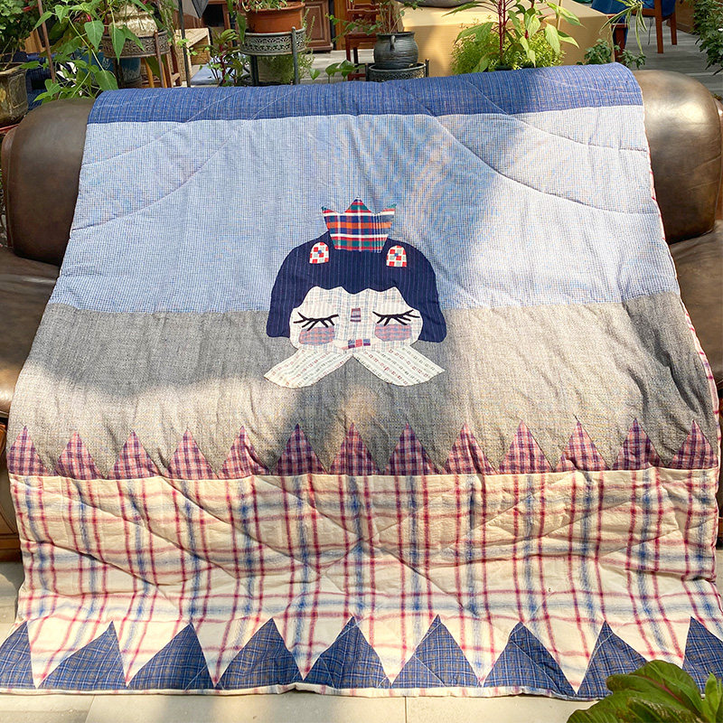 上海手织布手工土布格子条纹拼布娃娃空调被夏凉被春秋保暖夹棉被