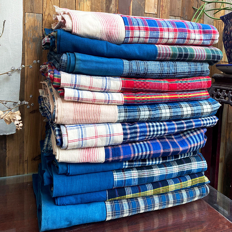 上海老布手工土布被套中式被罩老式格子纯棉粗布床上被面保暖舒适